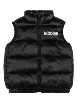 Moschino Kids дутый жилет с логотипом, черный