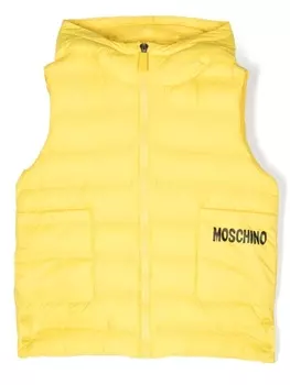 Moschino Kids дутый жилет Teddy Bear, желтый