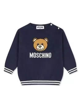 Moschino Kids джемпер с логотипом, синий