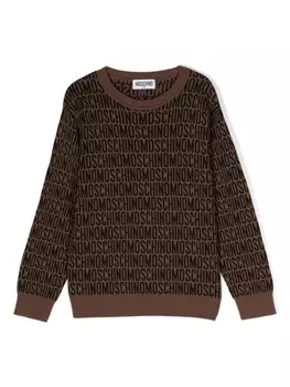 Moschino Kids джемпер с монограммой, коричневый