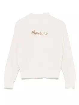 Moschino Kids джемпер с вышитым логотипом, нейтральный цвет