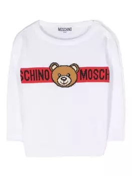 Moschino Kids джемпер Teddy Bear вязки интарсия, белый