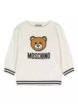 Moschino Kids джемпер Teddy Bear вязки интарсия, белый