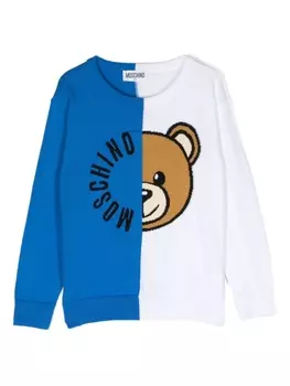 Moschino Kids джемпер в стиле колор-блок с логотипом, синий