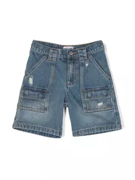 Moschino Kids джинсовые шорты с эффектом потертости, синий