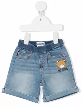 Moschino Kids джинсовые шорты с логотипом, синий
