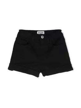 Moschino Kids джинсовые шорты с вышитым логотипом, черный