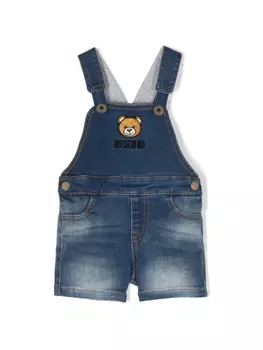 Moschino Kids джинсовый комбинезон Teddy Bear, синий
