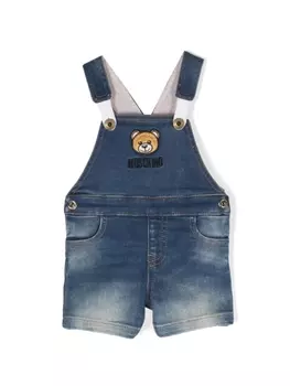 Moschino Kids джинсовый комбинезон Teddy Bear, синий
