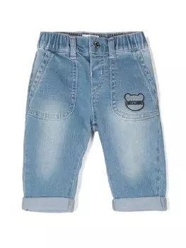 Moschino Kids джинсы с мотивом плюшевого мишки, синий