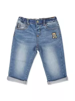 Moschino Kids джинсы с нашивкой, синий