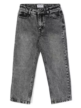 Moschino Kids джинсы с вышитым логотипом, черный
