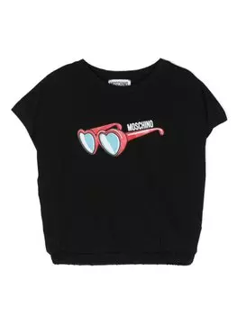 Moschino Kids футболка без рукавов с логотипом, черный