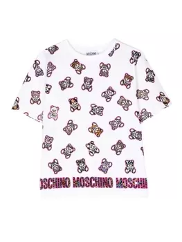 Moschino Kids футболка из джерси с принтом Teddy Bear, белый