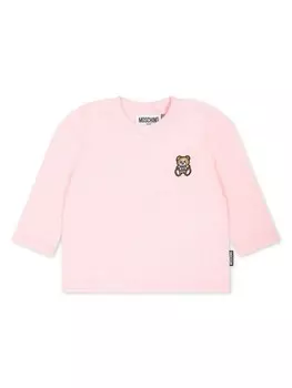 Moschino Kids футболка из хлопка с длинным рукавом, розовый