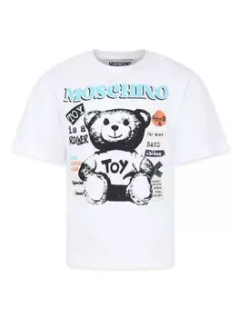 Moschino Kids футболка из хлопка с графическим принтом, белый