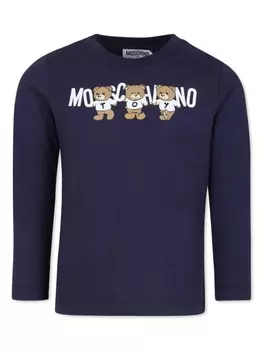 Moschino Kids футболка из хлопка с логотипом, синий