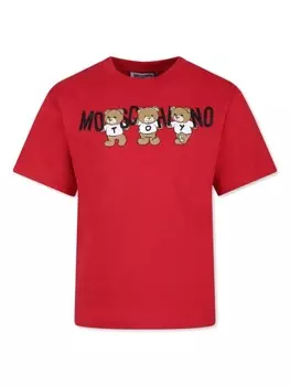 Moschino Kids футболка из хлопка с логотипом, красный
