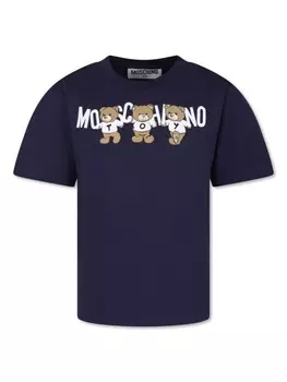 Moschino Kids футболка из хлопка с логотипом, синий