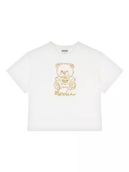 Moschino Kids футболка из хлопка с нашивкой «Медвежонок Тедди», белый