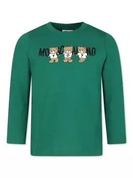 Moschino Kids футболка из хлопка с принтом «Медвежонок Тедди», зеленый