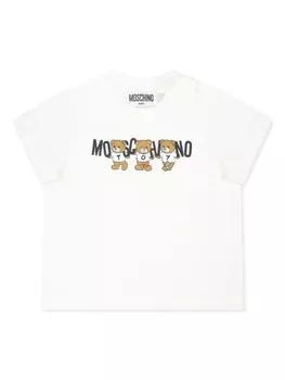 Moschino Kids футболка из хлопка с принтом «Тедди», белый