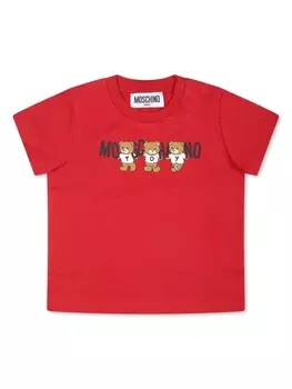 Moschino Kids футболка из хлопка с принтом «Тедди», красный