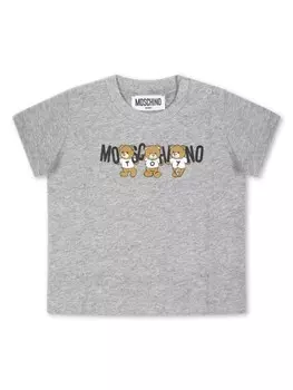 Moschino Kids футболка из хлопка с принтом «Тедди», серый