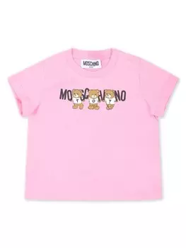 Moschino Kids футболка из хлопка с принтом «Тедди», розовый