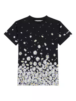 Moschino Kids футболка с цветочным принтом, черный