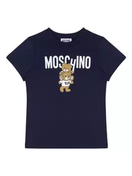 Moschino Kids футболка с графическим принтом, синий