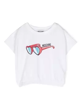 Moschino Kids футболка с графичным принтом, белый