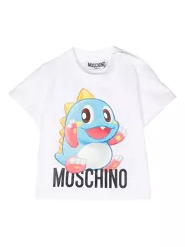 Moschino Kids футболка с графичным принтом, белый