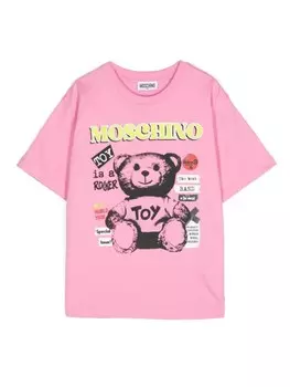 Moschino Kids футболка с графичным принтом, белый