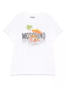 Moschino Kids футболка с графичным принтом, белый