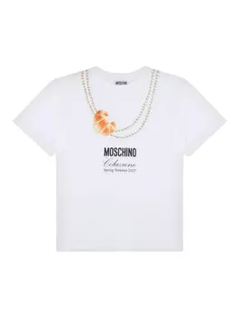 Moschino Kids футболка с графичным принтом, белый