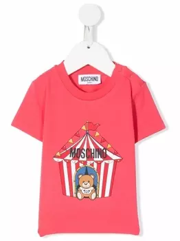 Moschino Kids футболка с графичным принтом, розовый