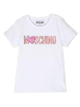 Moschino Kids футболка с логотипом, белый
