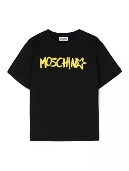 Moschino Kids футболка с логотипом, черный