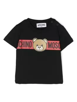 Moschino Kids футболка с логотипом, черный