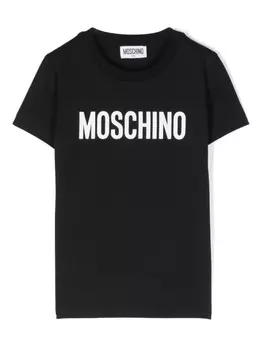 Moschino Kids футболка с логотипом, черный