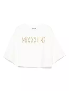 Moschino Kids футболка с логотипом и заклепками, белый