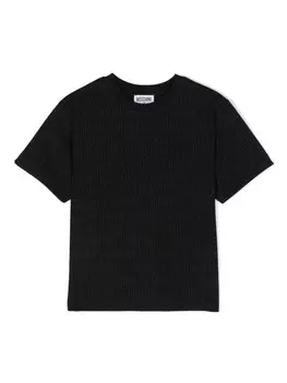 Moschino Kids футболка с логотипом-интарсией, черный