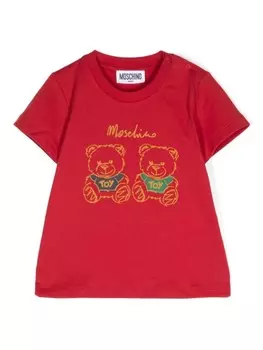 Moschino Kids футболка с логотипом, красный