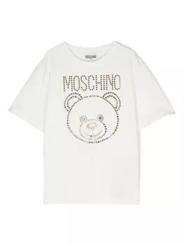 Moschino Kids футболка с логотипом, нейтральный цвет