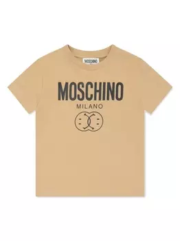 Moschino Kids футболка с логотипом, нейтральный цвет