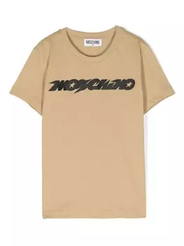 Moschino Kids футболка с логотипом, нейтральный цвет