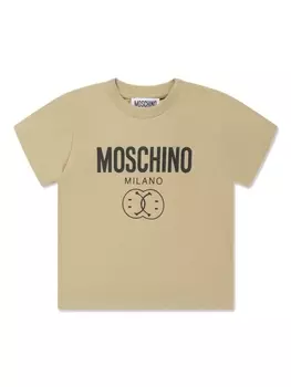 Moschino Kids футболка с логотипом, нейтральный цвет