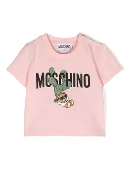 Moschino Kids футболка с логотипом, розовый