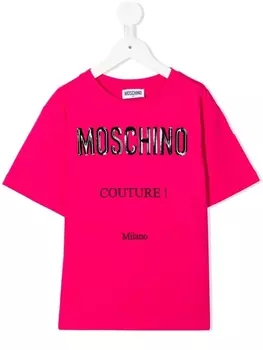 Moschino Kids футболка с логотипом, розовый